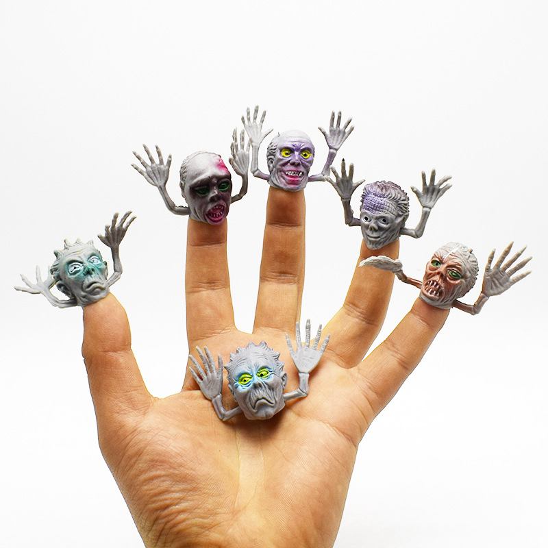 Monster 10Pcs Finger Puppets Mini Ghost Head Zombie Story Time Kids Funny Toy Children Birthday Party Halloween Christmas Gift