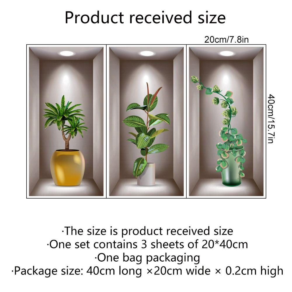 

Simulate 3D Plant Pattern Wall Sticker Plants Flower Decals for 3 Pcs/Set Study Office D