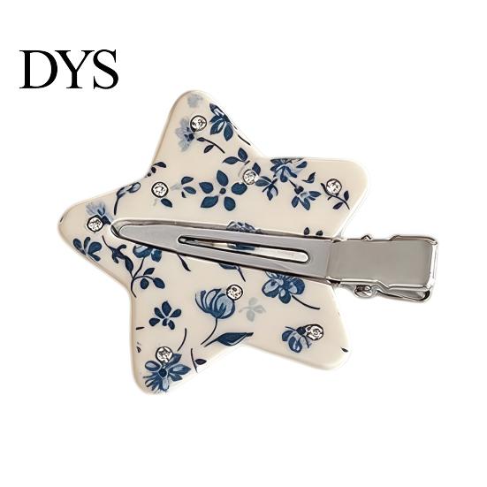 Hairpin Traceless Hair Clip, Five-Pointed Star Shape Pin Korean Floral with Pattern, Compact Versatile Accessories Clip