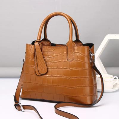 Genuine Leather Women's Bag Casual Genuine Leather Bag Top Layer Cowhide Crocodile Print Diana Bag All-in-one Shoulder Crossbody Tote Bag