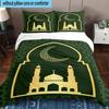 Golden Mosque Silhouette 3pcs Bedding,Including 1pc Duvet Cover And 2pcs Pillowcases Perfect for Christmas,Ideal for Bedroom, Dormitory
