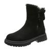 fashion Female Shoes on Sale 2024 Fashion Side Zipper Women's Boots Winter Round Toe Warm Solid Short Barrel Chunky Heels Snow Boots