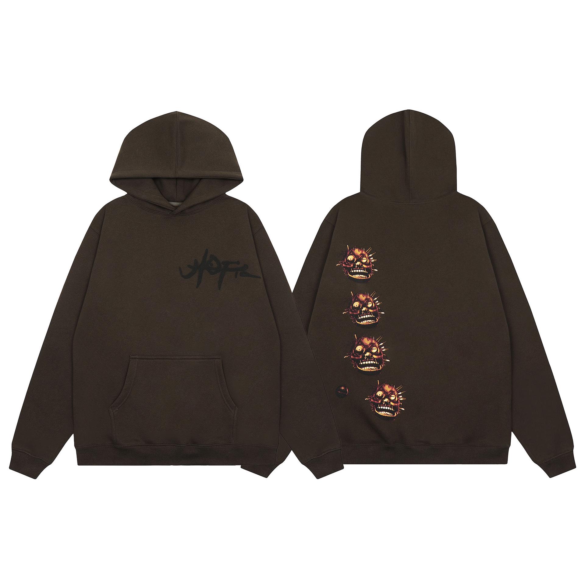 

2023 American Autumn/Winter Graffiti Print Hooded Sweatshirt - Trendy Loose-Fit Velvet Hoodie Medium кавовий
