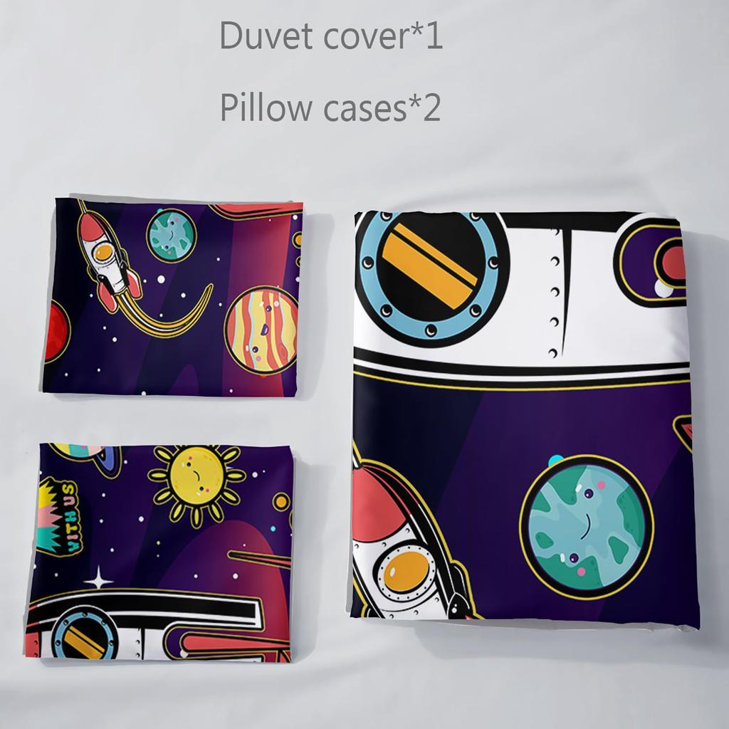 Cartoon Space Down Comforter Set Bedding Set Duvet Cover 3-piece Set