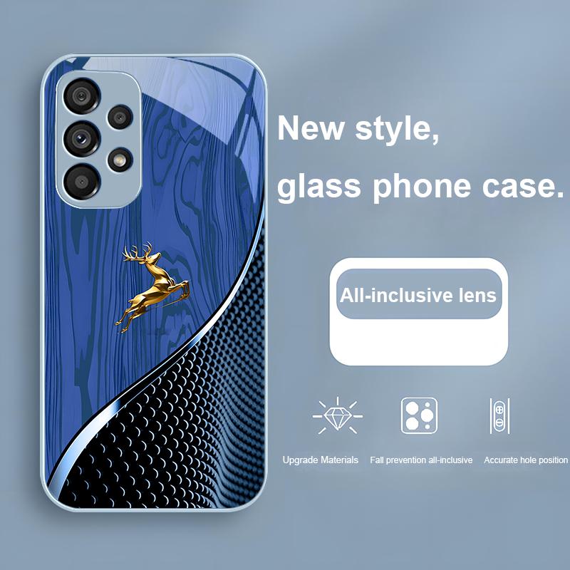 Zarif Ahşap Desenli Geyik Samsung Galaxy S24 Plus S20 21 FE S23 Ultra S8 9 A70 72 73 50 51 52 53 için Temperli Cam Telefon Kılıfı