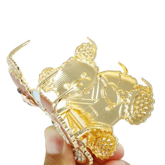 Hair Claw, Medium Size Metal Gripper with Anti-Slip Teeth, Medical Bear Design Shark Hair Clip for Medium-Long Hair Buns Half-Tied Hairstyles