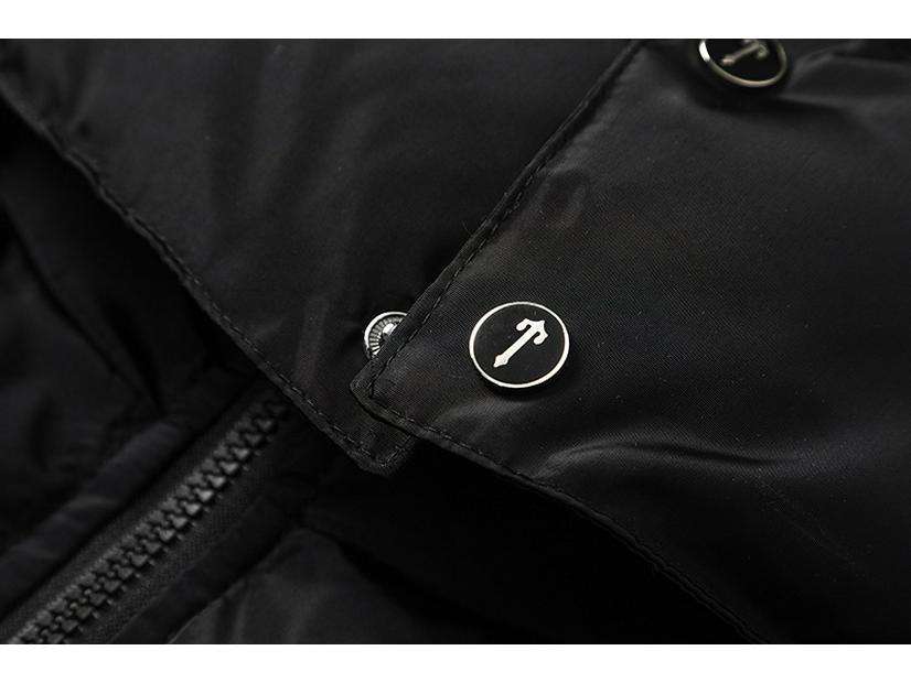 CrossTrapstar Men's Hooded Winter Jacket with Back Embroidery - American Street Loose Fit Hip Hop Style Cotton Coat