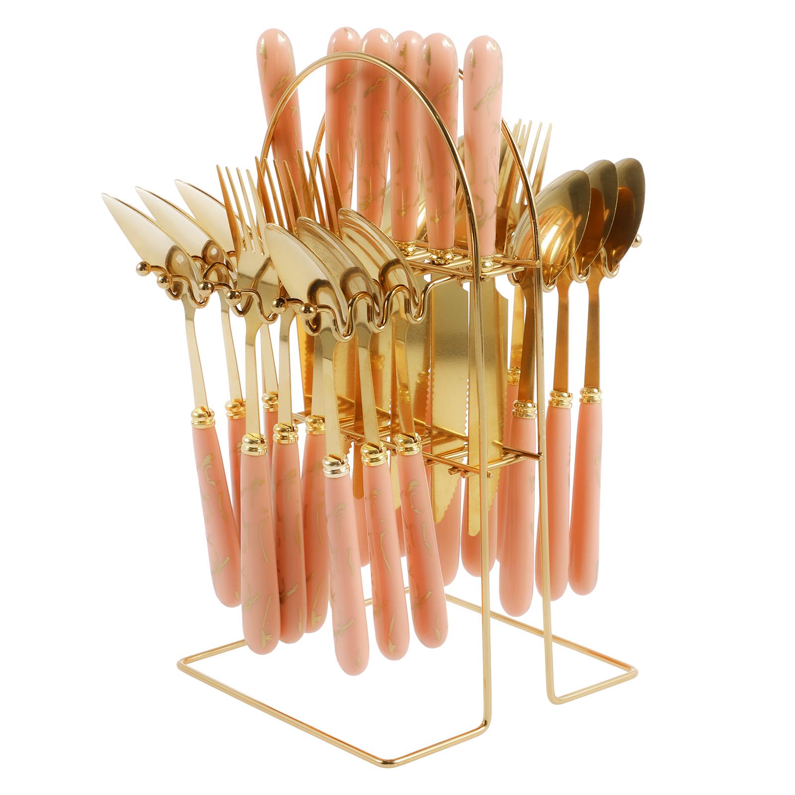 

Набор столовых приборов из 24 предметов с подвесным держателем, набор столовых приборов из нержавеющей стали, полированный до зеркального блеска, вилки, ножи, ложки, набор посуды для дома