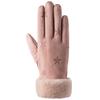 Women Winter Suede Gloves Fur Cuffs Touchscreen Gloves Soft Warm Fleece Lined Gloves