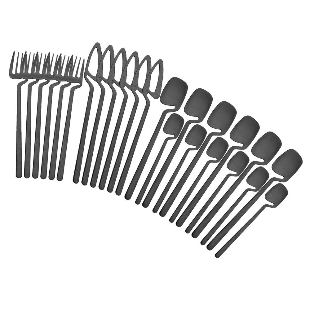 

24 шт. черный матовый набор столовых приборов из нержавеющей стали 304, обеденный нож, вилка, ложка, набор кухонных столовых приборов, набор посуды для вечеринок