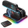 Dock de Carregamento Fosmon Switch 2 para Nintendo Switch 2 com Carregamento Rápido Magnético Simultâneo RGB e Cabo Incluído Suporte para Joy-Con, Carregamento 4 em 1,