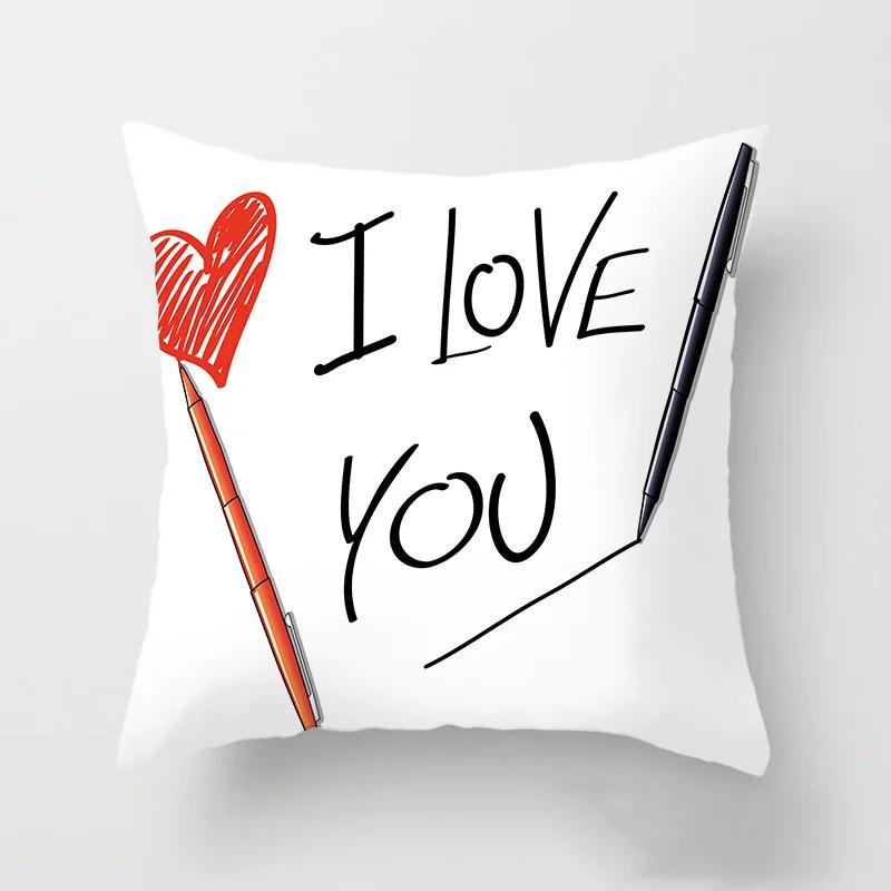 Love Heart Letters Floral Pillowcase Modern Nordic Fashion Pink Cushion Cover Sofa Seat Wedding Decorative Throw Pillows Cover