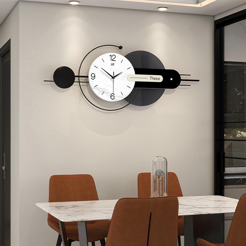 Modern Minimalist Luxury Wall Clock for Living Room or Restaurant - No-Punch Installation, Elegant Decor