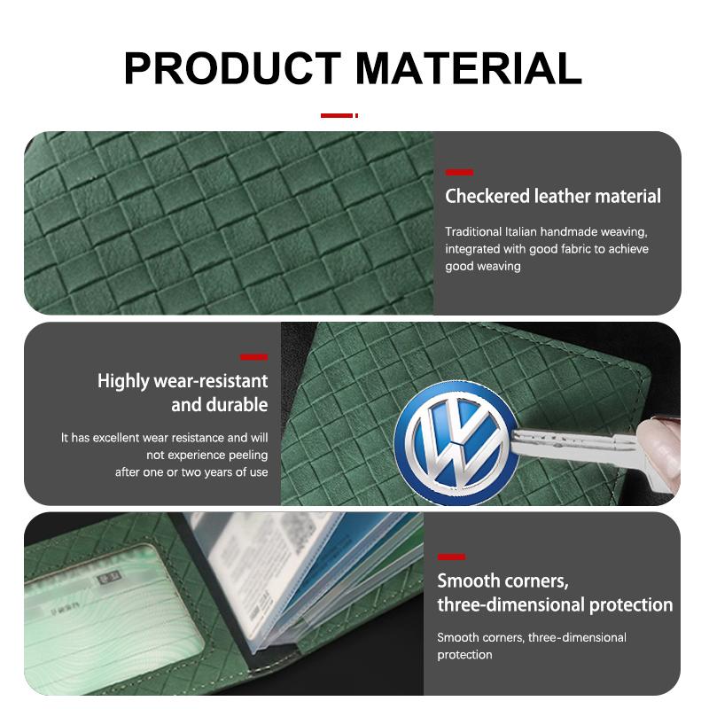 W138Suede Car ID Cover Vehicular Plaid Card Protector Wallet For Volkswagen VW Polo Jetta Sagitar Magotan Passat B5 B6 B7 CC Tiguan