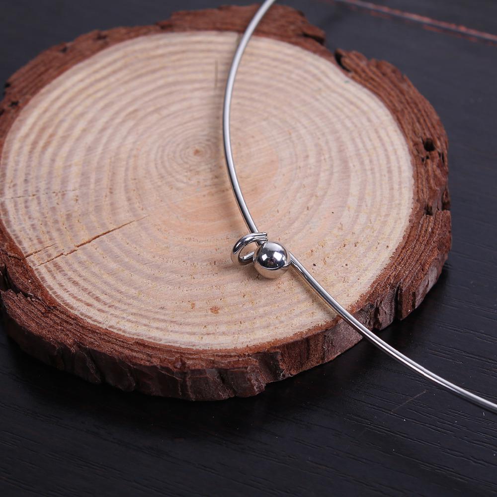 1 ΤΕΜ. 304 Ανοξείδωτο Ατσάλι Κολιέ Choker Στρογγυλό Με Αφαιρούμενο Τέλος Κάλυμμα Μπάλας Χειροποίητο DIY Κοσμήματα 45cm μήκος