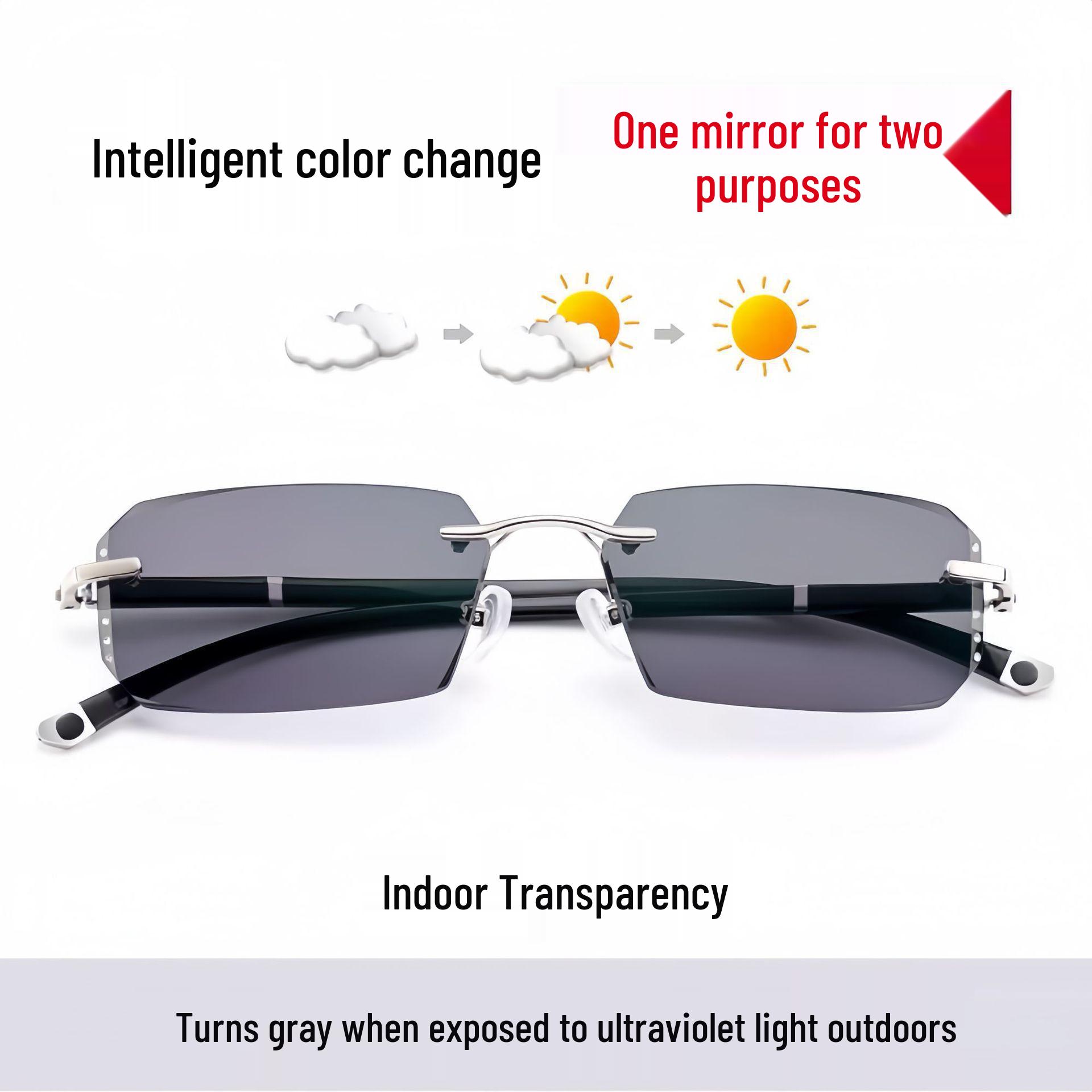 

Men s Frameless Anti-blue Light Reading Glasses: Blue Diamond Cut, Anti-fatigue, HD for Middle-aged and Elderly +200