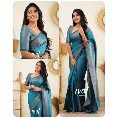 Silk Saree from the ALMAARI Store Is Adorned with Beautiful Zari Work In Form of Traditional Motifs
