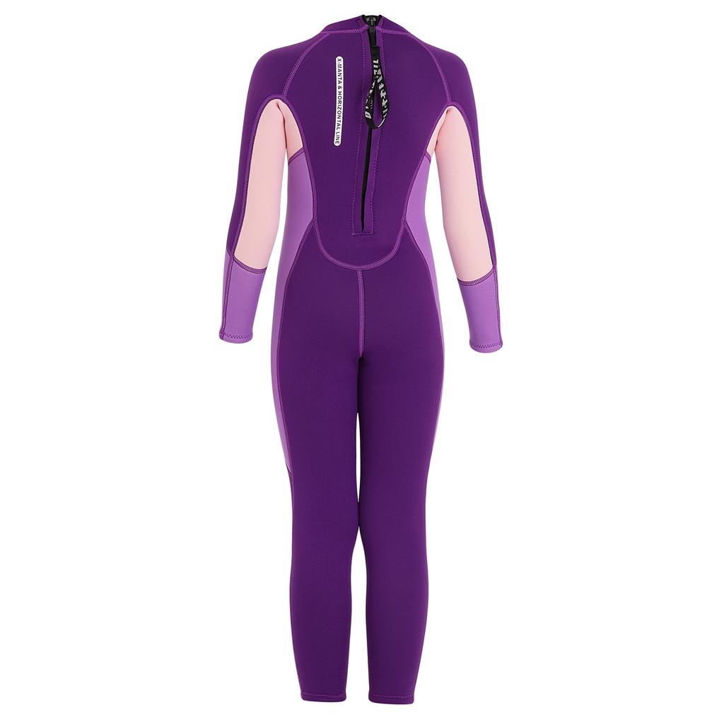 Girls Wetsuit Long Sleeve Diving Swimsuit with Safety Zipper Quick Dry One Piece Surf Suit for Water Sports