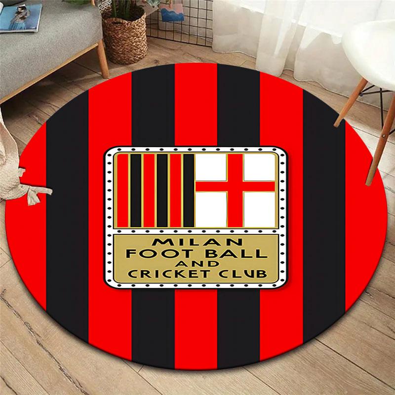 AC Milan Round Area Rug,Carpet Rug for Living Room Bedroom Sofa Playroom Decor,Non-slip Floor Mat