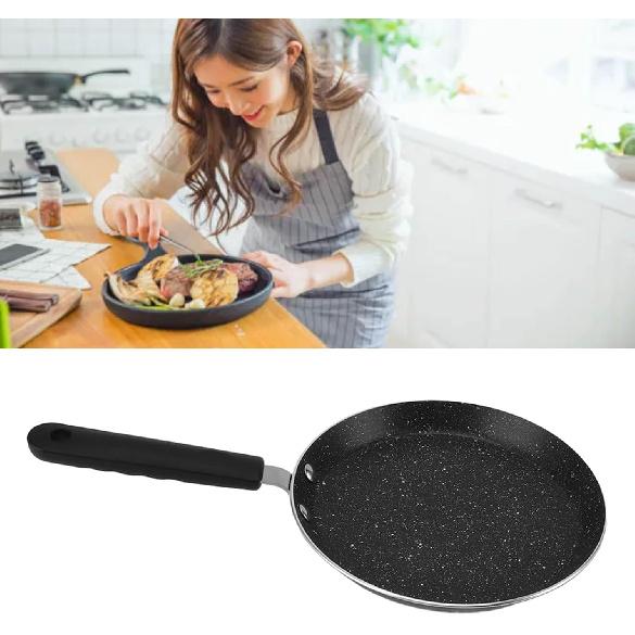 Tissting Crepe Pan 6in Aluminum Alloy Non Stick Pancake Dosa Griddle with Plastic Handle, Round Flat Skillet for Induction Stove Gas Cooker