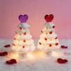 Valentine's Day Resin Tree Night Light Small Lighted Tree with Heart Topper for Bedroom Indoor Home Decor