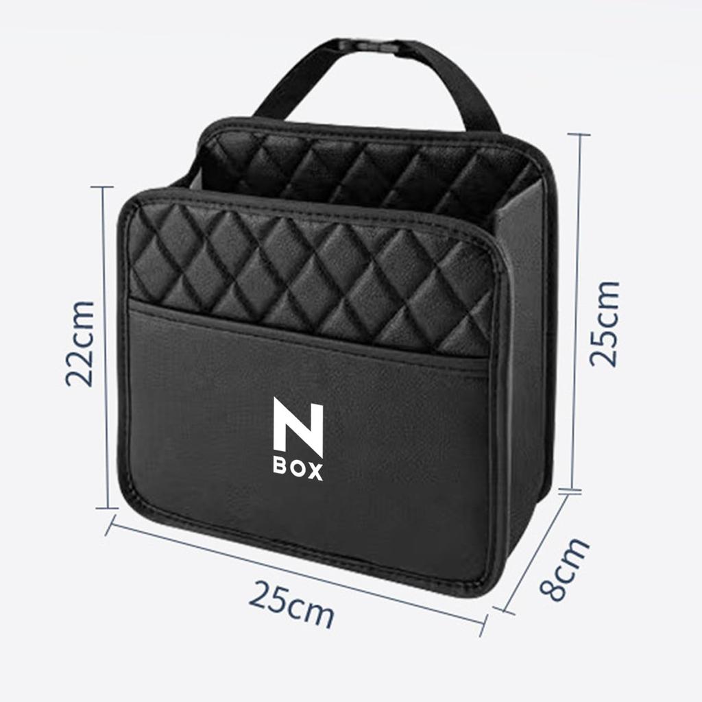 Seat Back Storage Large Capacity PU Car Interior Small Item Black N-BOX [In-Car Use] Pocket, Pouch, Space-Saving, Anti-Drop & Waterproof, Leather,