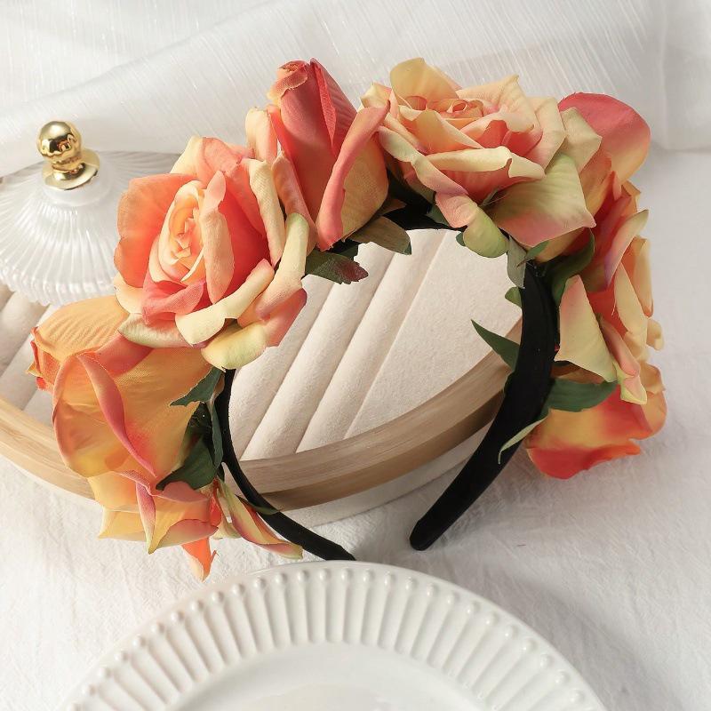 Romantic Bohemian Faux Rose Headband for Halloween Parties and Banquets