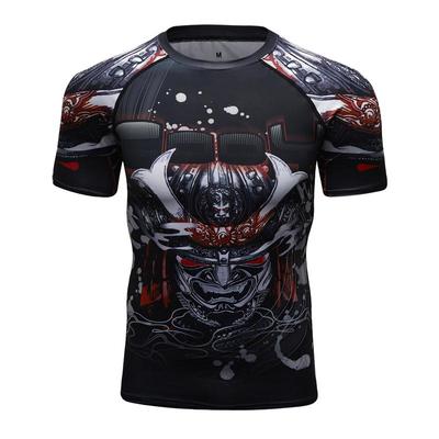 3D-Druck Japanische Samurai-Tiere T-Shirt Sommer Sport Fitness Kurzarm-T-Shirt Herren Schnelltrocknend Fitnessstudio Bodybuilding T-Shirts Oberteile