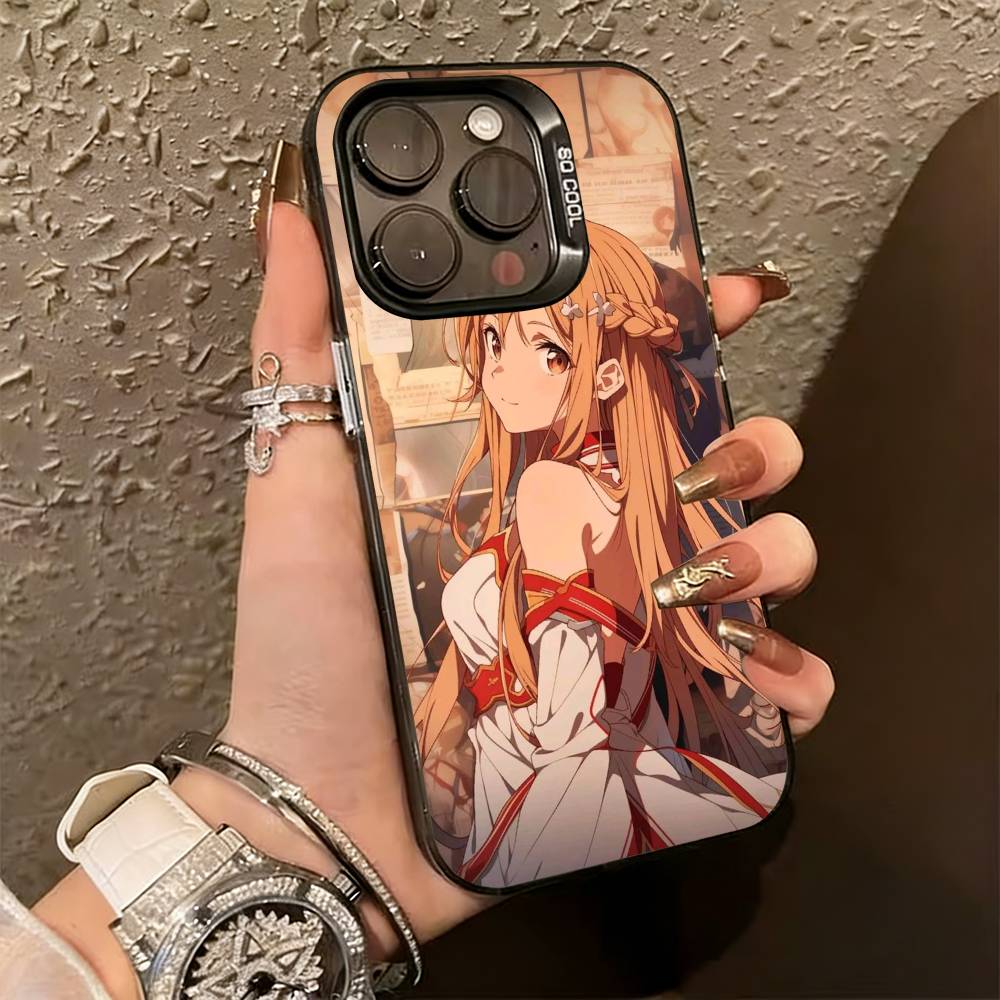 Asuna Yuuki Anime Phone Case For iPhone 17,16,15,14,13,12,11 Plus,Pro Max,XS,Colorful Silver Black Cover