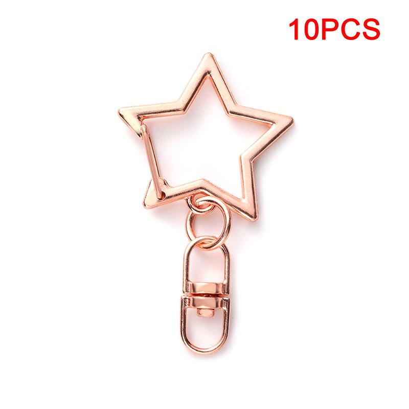 

10 шт. Звезда Пентаграмма Полый брелок для ключей Брелок Diy Аксессуары Застежка-карабин розового золота