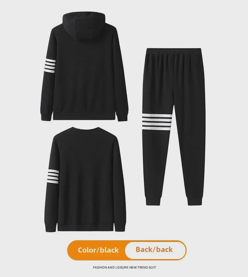 2022 Autumn/Winter Men's Casual Cardigan Two-Piece Set: Round Neck Sweatshirt & Pants