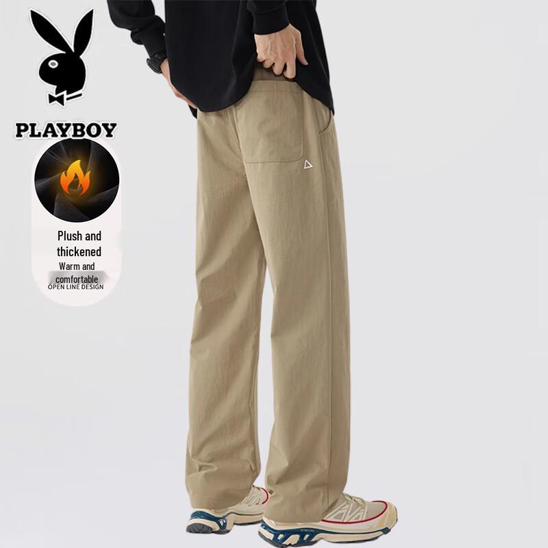 PLAYBOY Men's Fleece-Lined Straight-Leg Casual Pants