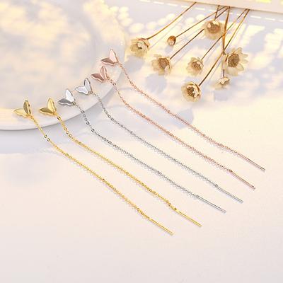 Ear Line for Women Fashion Temperament Sweet Butterfly Golden Ear Line Personalized Ear Chain Long Earrings Earrings Ear Accessories