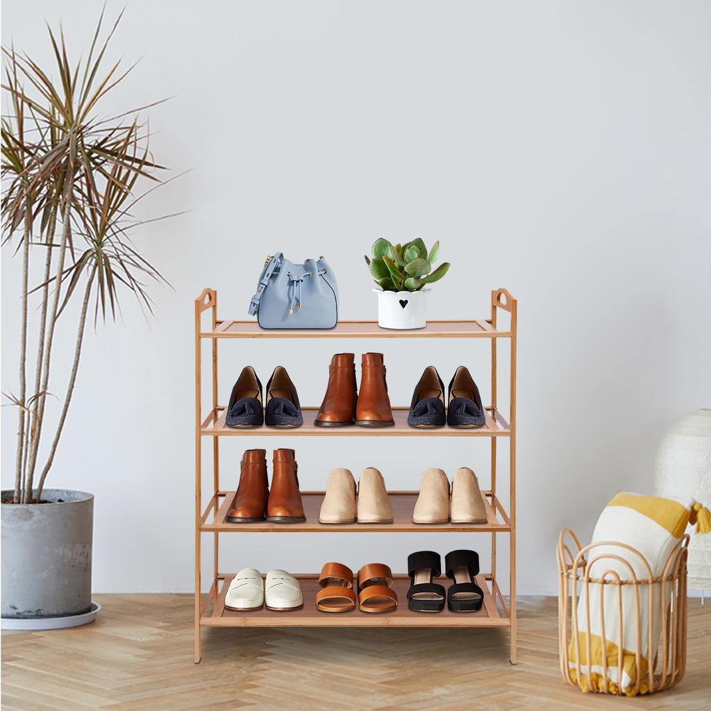 4-Tier Shoe Rack, Open Shoe Storage Rack, Shoe Storage Organizer for Entryway, Hallway and Closet