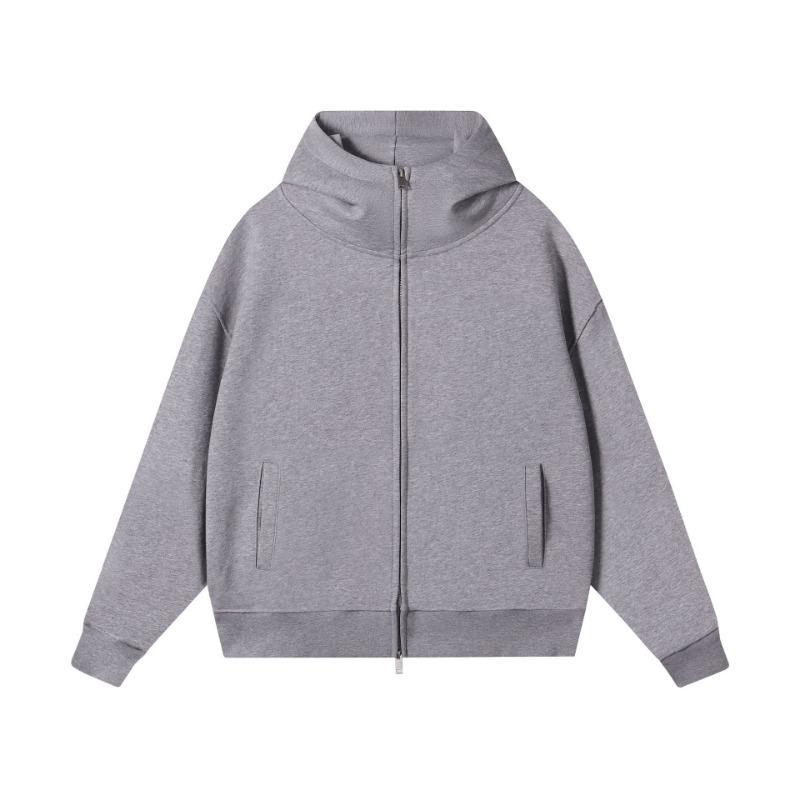 

New turtleneck solid color hooded zipper sweater men s autumn and winter big fur ring loose casual hoodie M