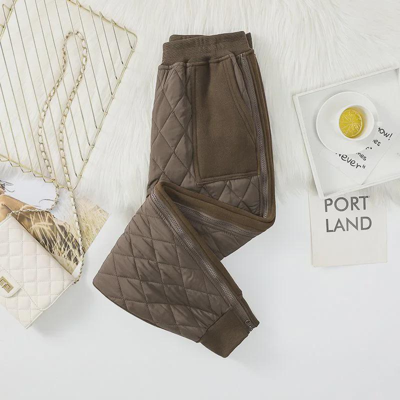 Women's Diamond-Quilted Velvet-Lined Harem Sweatpants