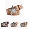 Fashion Womens Leather Belt With Star Pattern And Metal Buckle For Casual And Office Wear