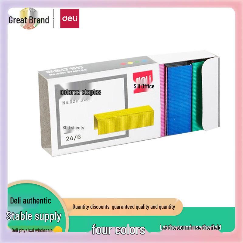 0211 Assorted Color Staples, No. 12 Standard, 4 Colors, 800 Pieces, 24/6 Stapler Pins