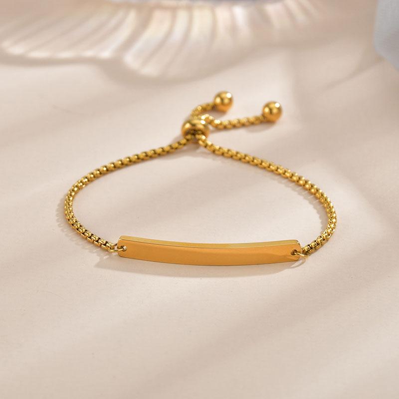 Akizoom Punk Engrave Name Custom Bracelets Gold Color Stainless Steel Thick Hand Chain Customized Couple Men Women Jewelry Gift