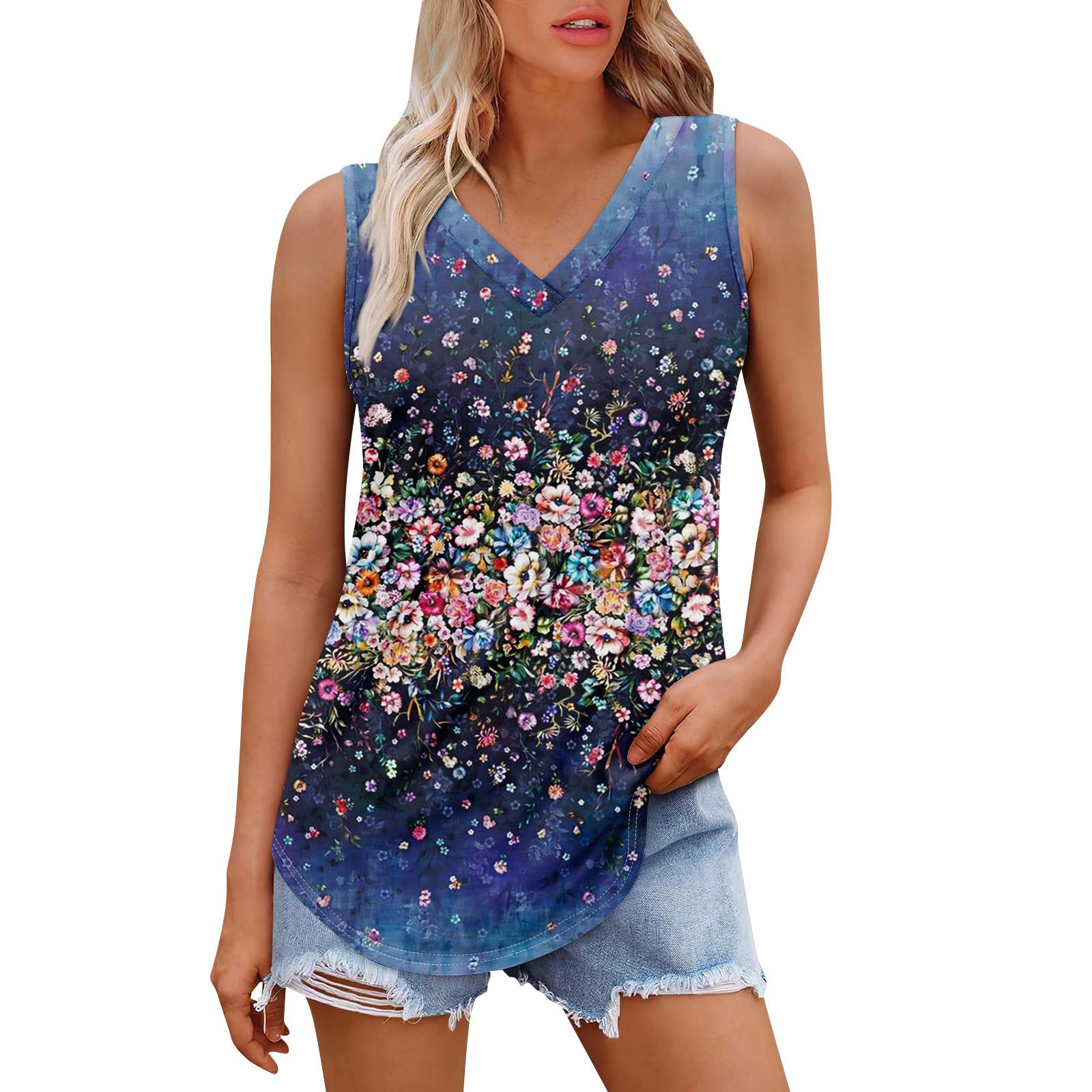 

Женская майка с V-образным вырезом и принтом, повседневная майка, свободный крой, топы без рукавов, струящиеся XXXL