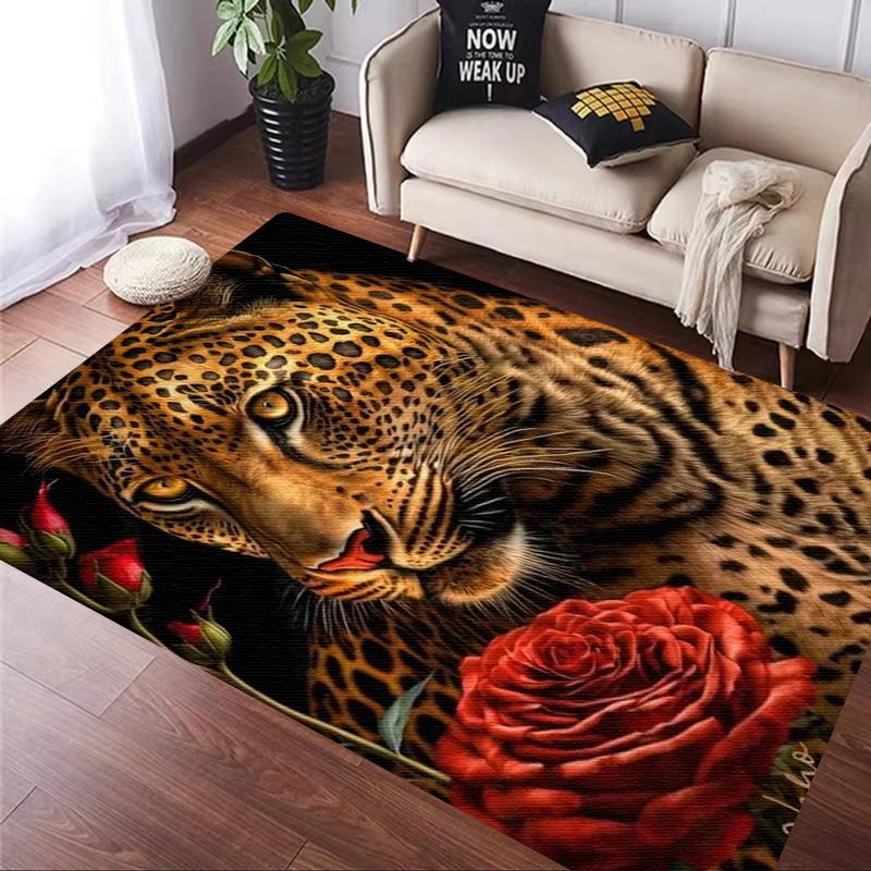 Rose leopard print carpet African cheetah room decoration Large Area Rugs Living Sofa Doormat Non Slip Hallway Balcony Floor Mat