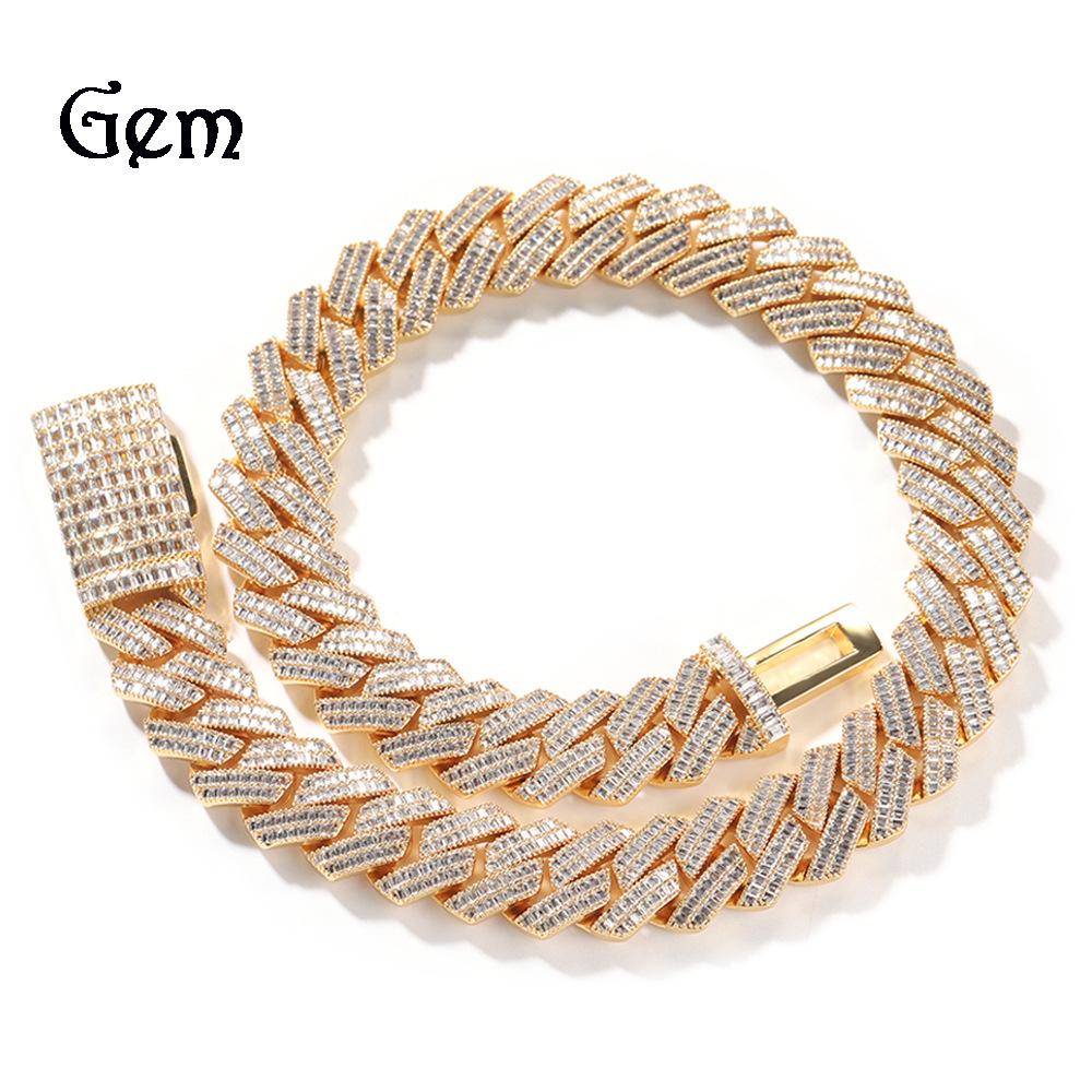Personalized hip hop 20mm flip buckle necklace male Cuban set double row zircon fashion domineering light luxury trendy necklace