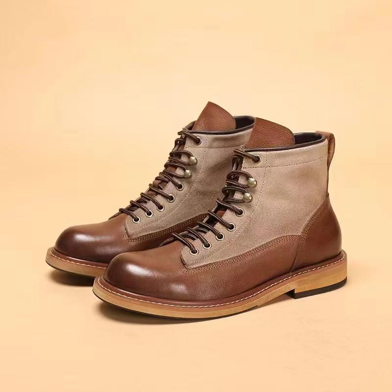 

Модные мужские туфли ретро коричневые кожаные мужские туфли повседневные короткие ботинки из натуральной кожи для отдыха на открытом воздухе 40 коричневый