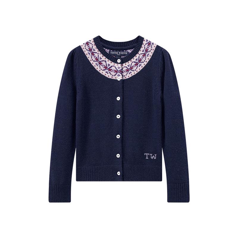 Teenie Weenie Kids' Girls' Fair Isle Knit Cardigan Sweater
