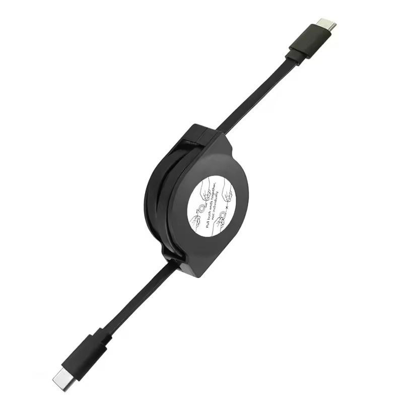 PD 60W USB C To USB C Data Cable Retractable  Notebook Fast Charging Cord Compatible with Type C Phone Switch Tablets