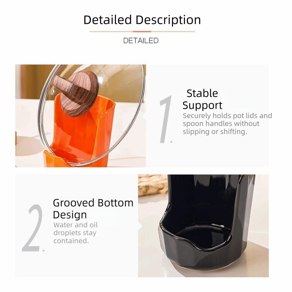 Stable Ceramic Spoon Holder Easy To Clean Heat-Resistant Spatula Holder Ceramic Non-Slip Pot Lid Storage Rack