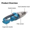Cordless Lithium Vacuum Cleaner Portable Handheld Powerful Suction Vacuum Cleaner Multifunction Home Cleaning Tool for Makita