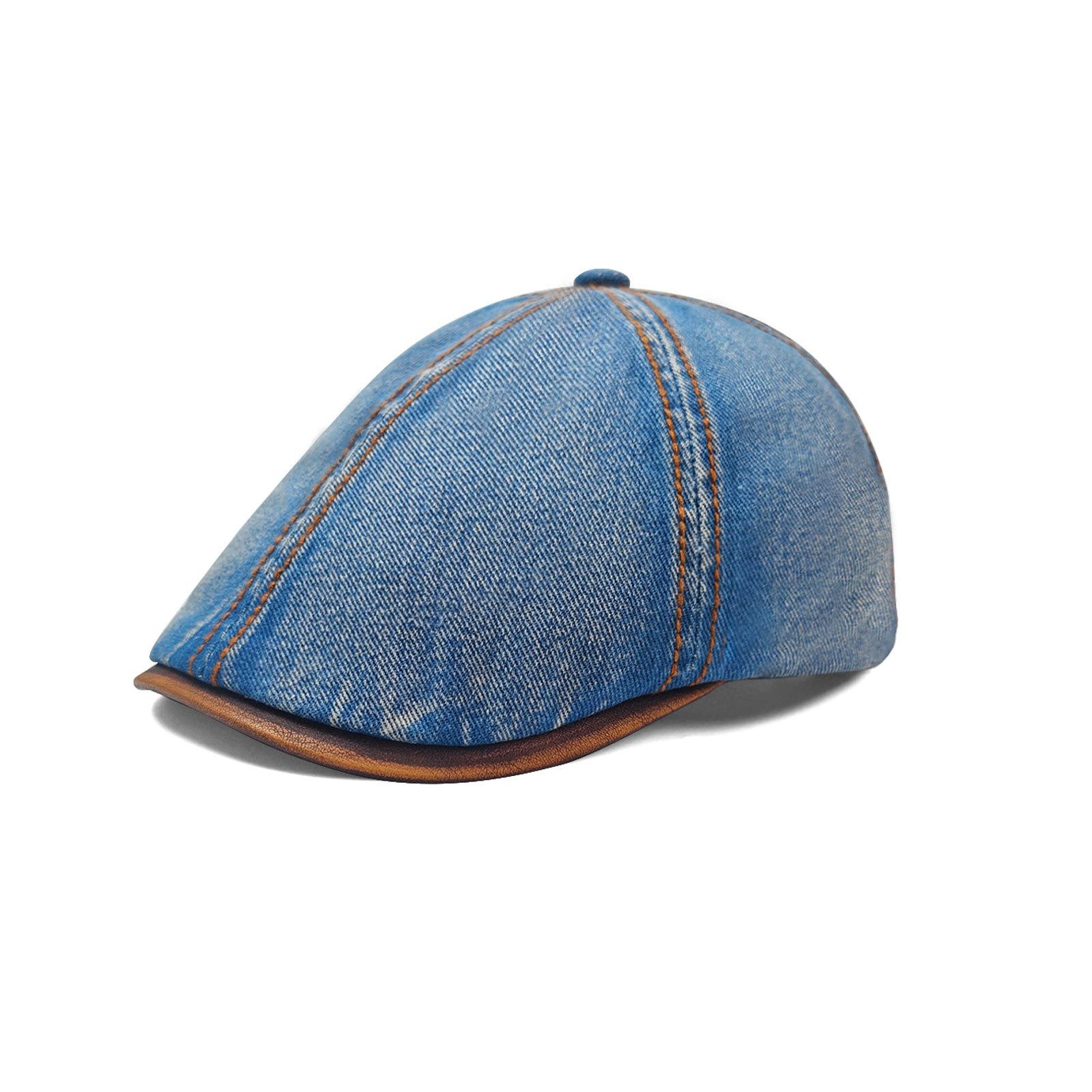 JYL TS DIY Стильная восьмиугольная кепка из стираного денима, кепка художника, хлопок mediumblue_ темно небесно-голубого цвета-цвета
