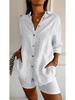 Women's Hot Seller European Lapel Pleated Shirt with Roll-Up Sleeves