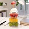 Garrafa de Água Fofa de Urso Copo de Vidro com Canudo e Tampa, 500/591ml Plástico/Vidro para Bebidas Transparentes Frias/Quentes, Caneca de Café com Padrão para Adultos,